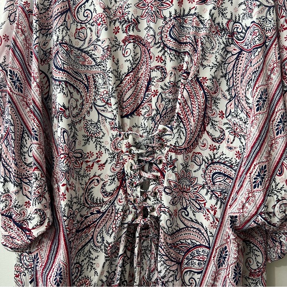 Knox Rose Boho Open Front Lace-Up Back 100% Rayon Kimono - Picture 8 of 8